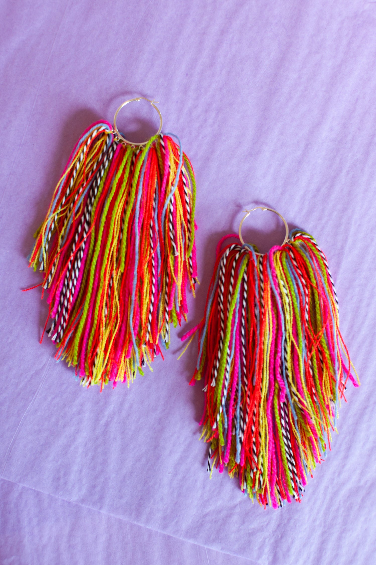Hottest Pink Party Fringe Hoops