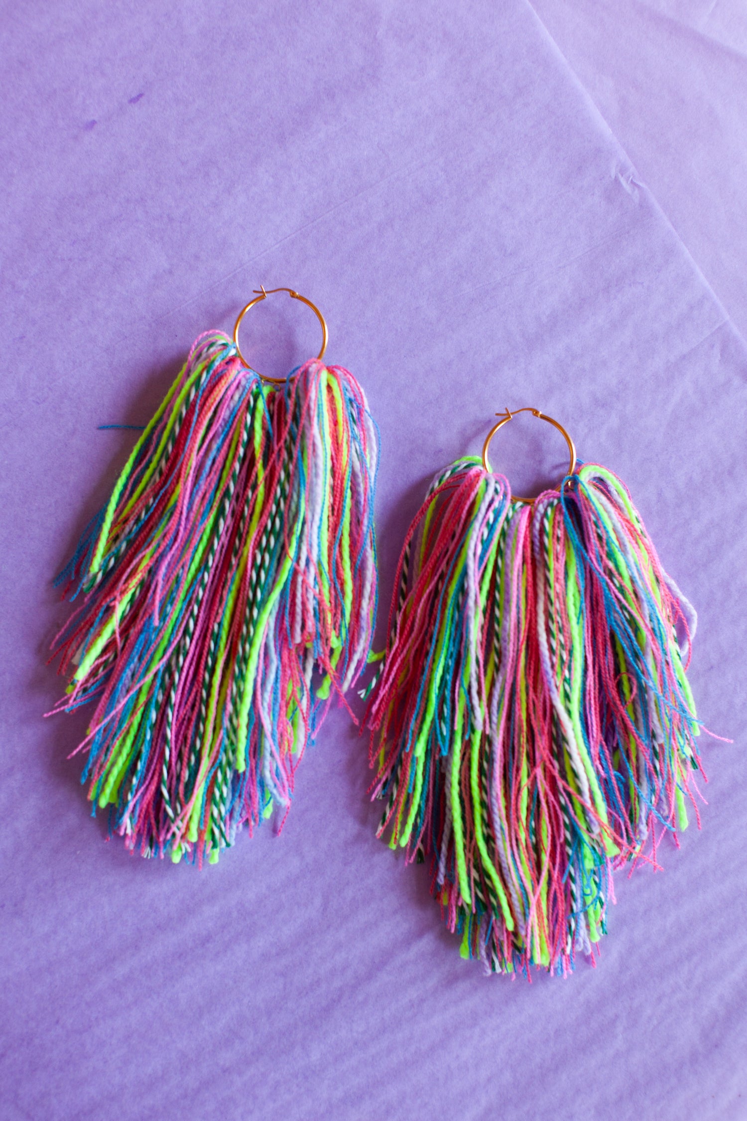 Lavender Confetti Fringe Hoops