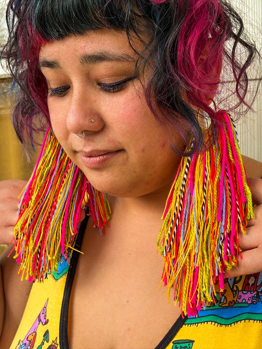 Hottest Pink Party Fringe Hoops