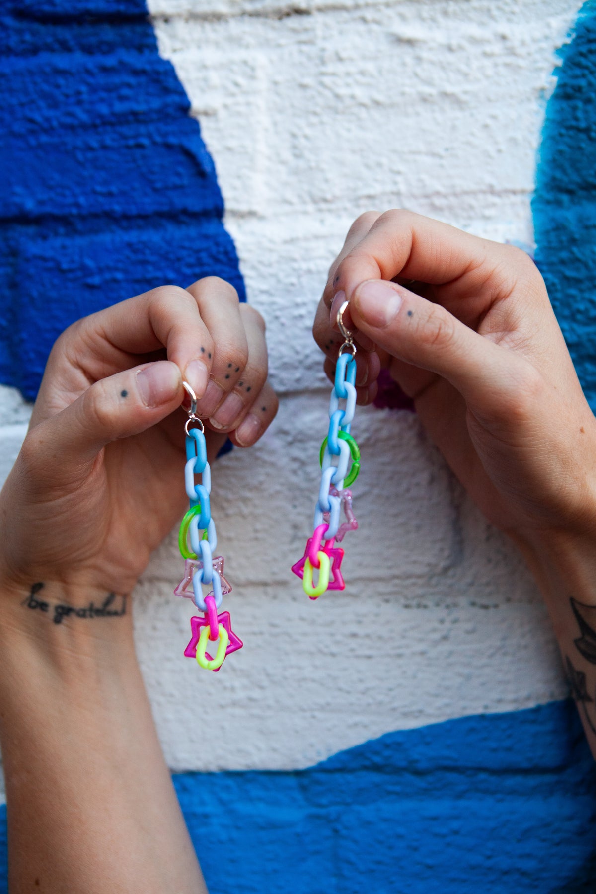 Single Pair Acrylic Link Charm Earrings