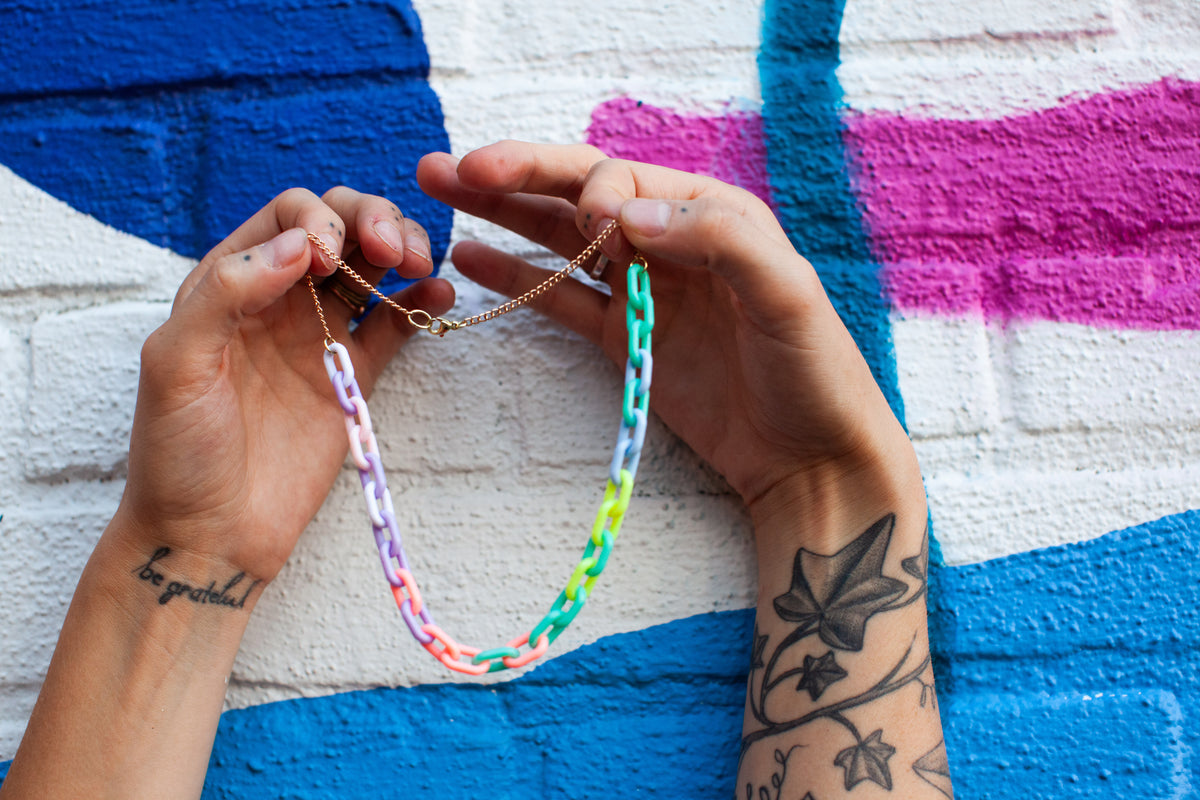 Rainbow Link Choker Necklace