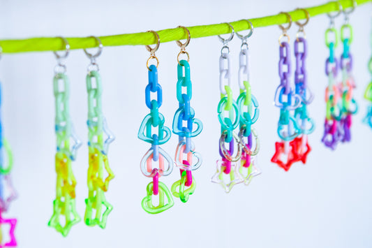 Single Pair Acrylic Link Charm Earrings