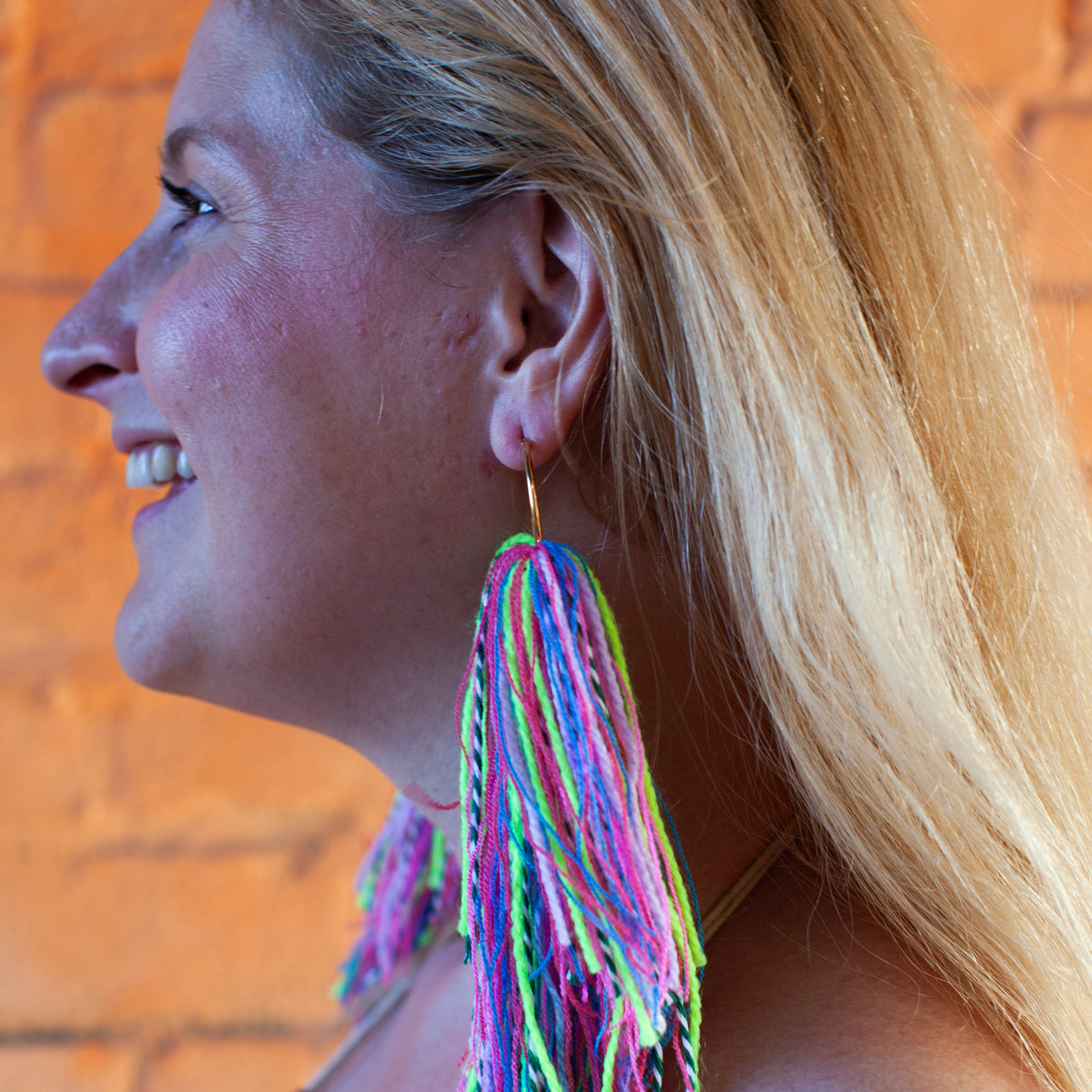 Lavender Confetti Fringe Hoops