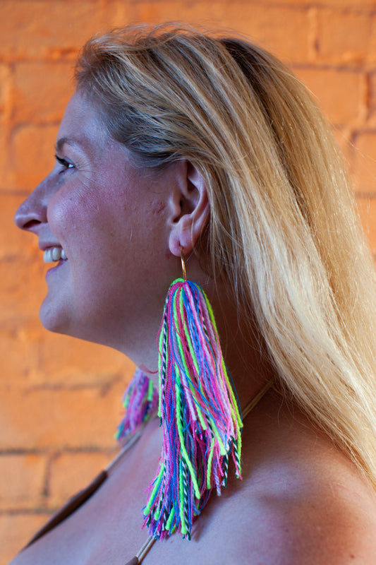Lavender Confetti Fringe Hoops