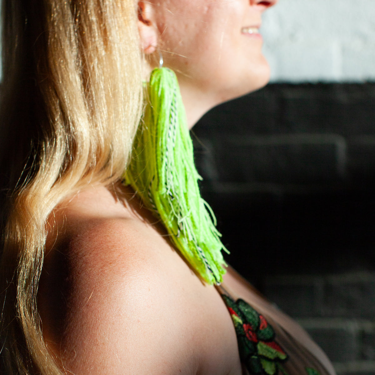 Fave Chartreuse Crush Fringe Hoops
