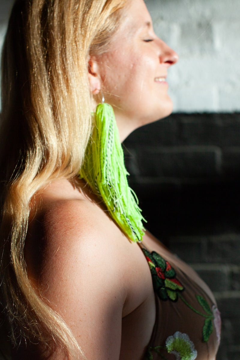 Fave Chartreuse Crush Fringe Hoops