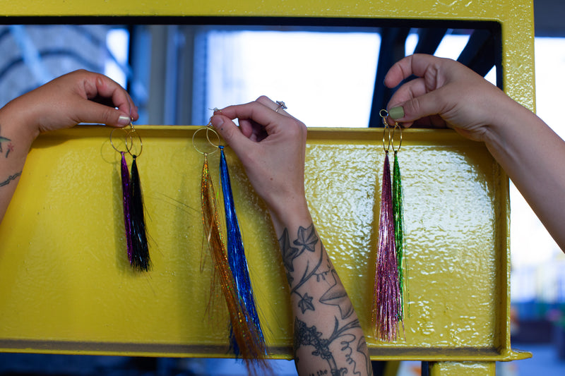 Sparkly Black Tinsel Tassels