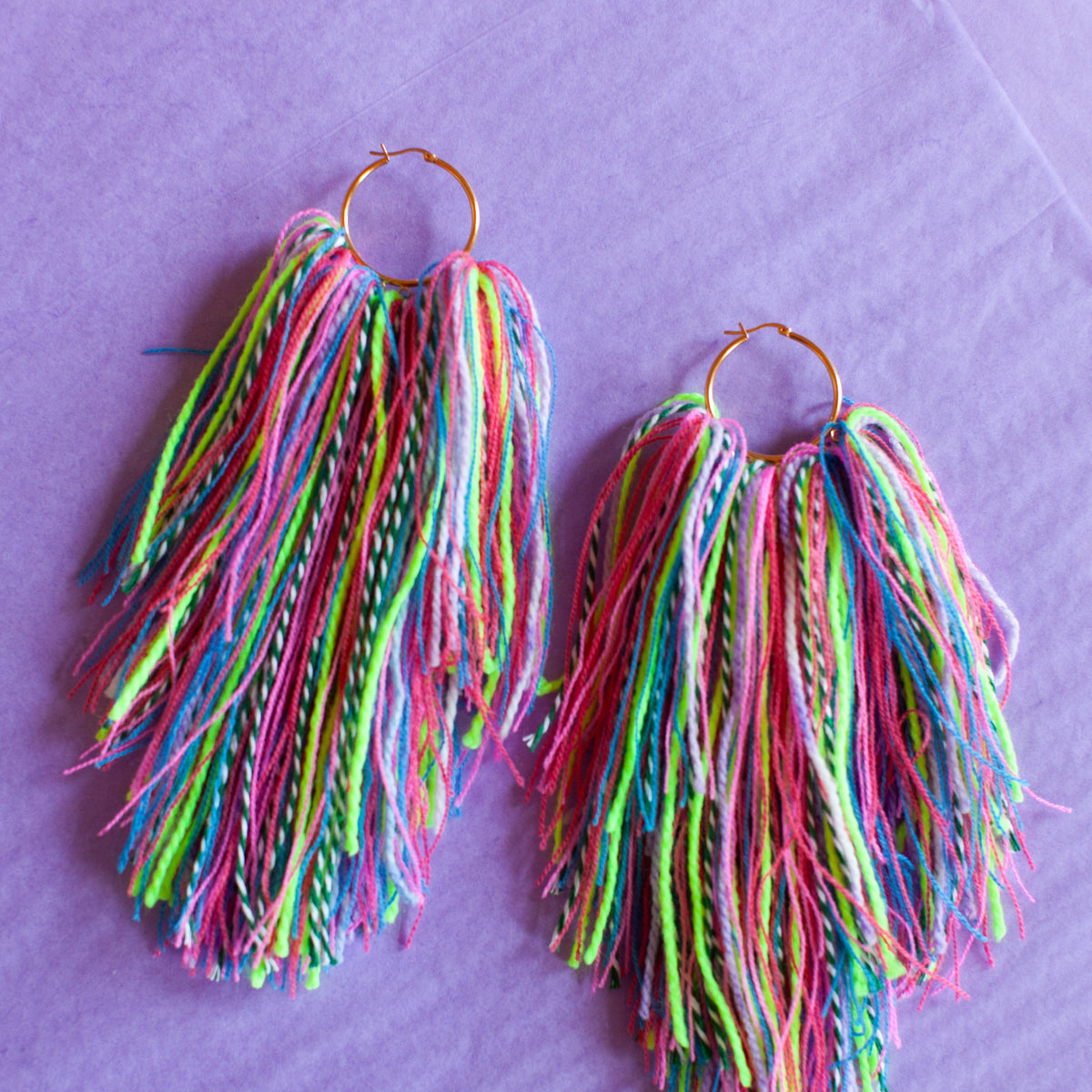 Lavender Confetti Fringe Hoops