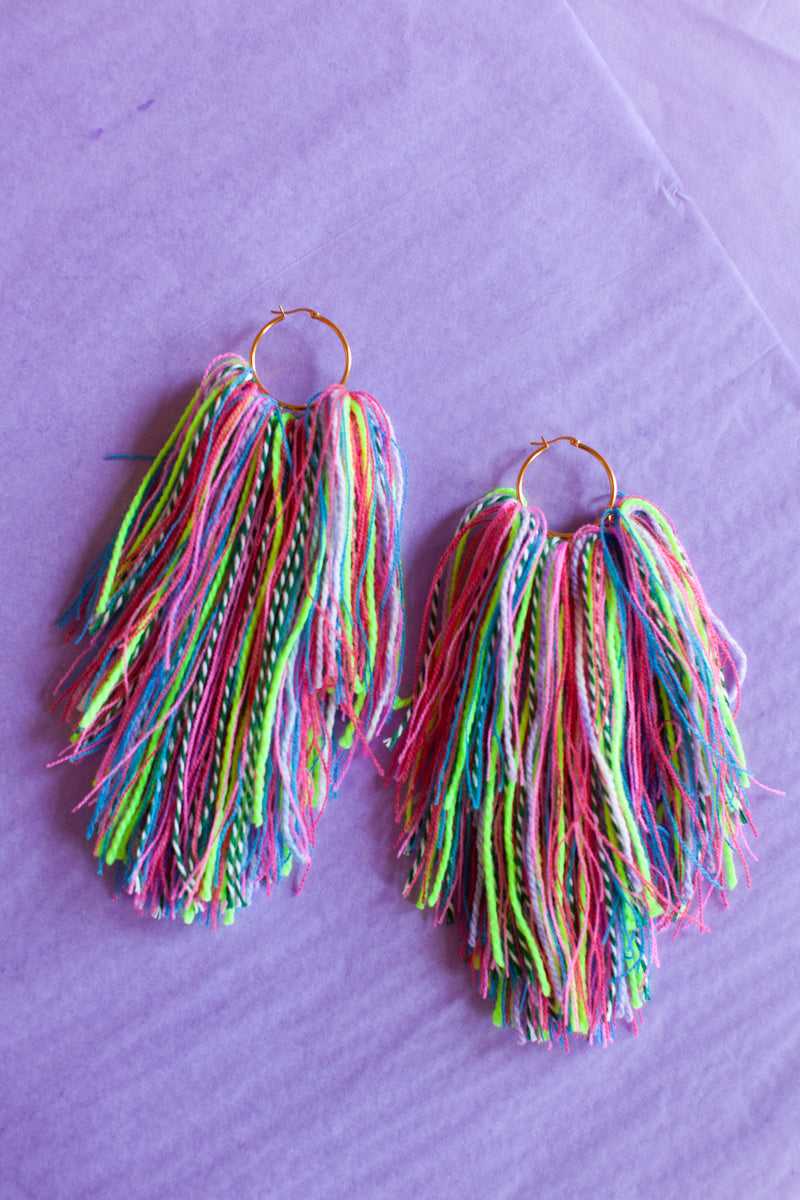 Lavender Confetti Fringe Hoops