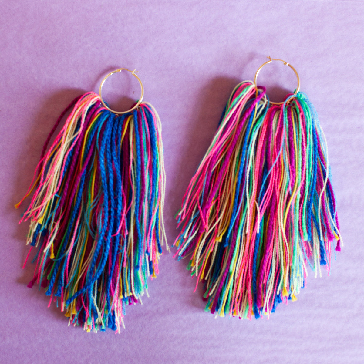 Rainbow Jewel Fringe Hoops